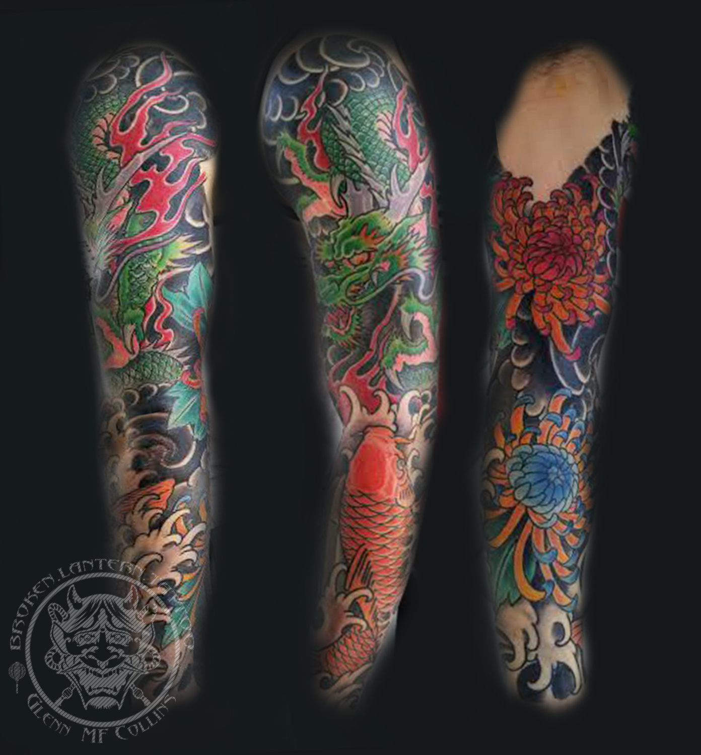 34 sleeve  Japanese Lantern and Cherry Blossoms by Jeff Gogue TattooNOW